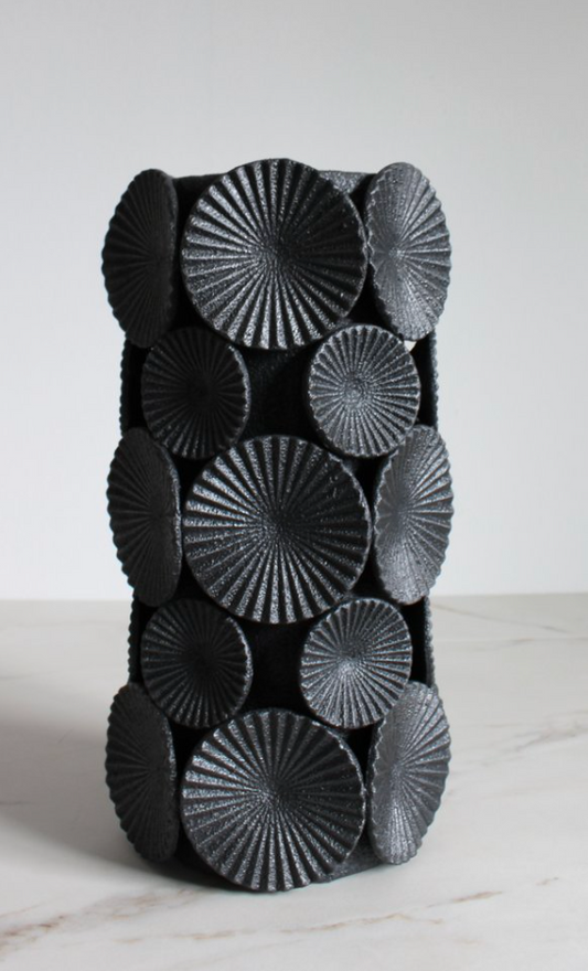 Giselle Hicks Vase with Radial Cameos (black) - Tall